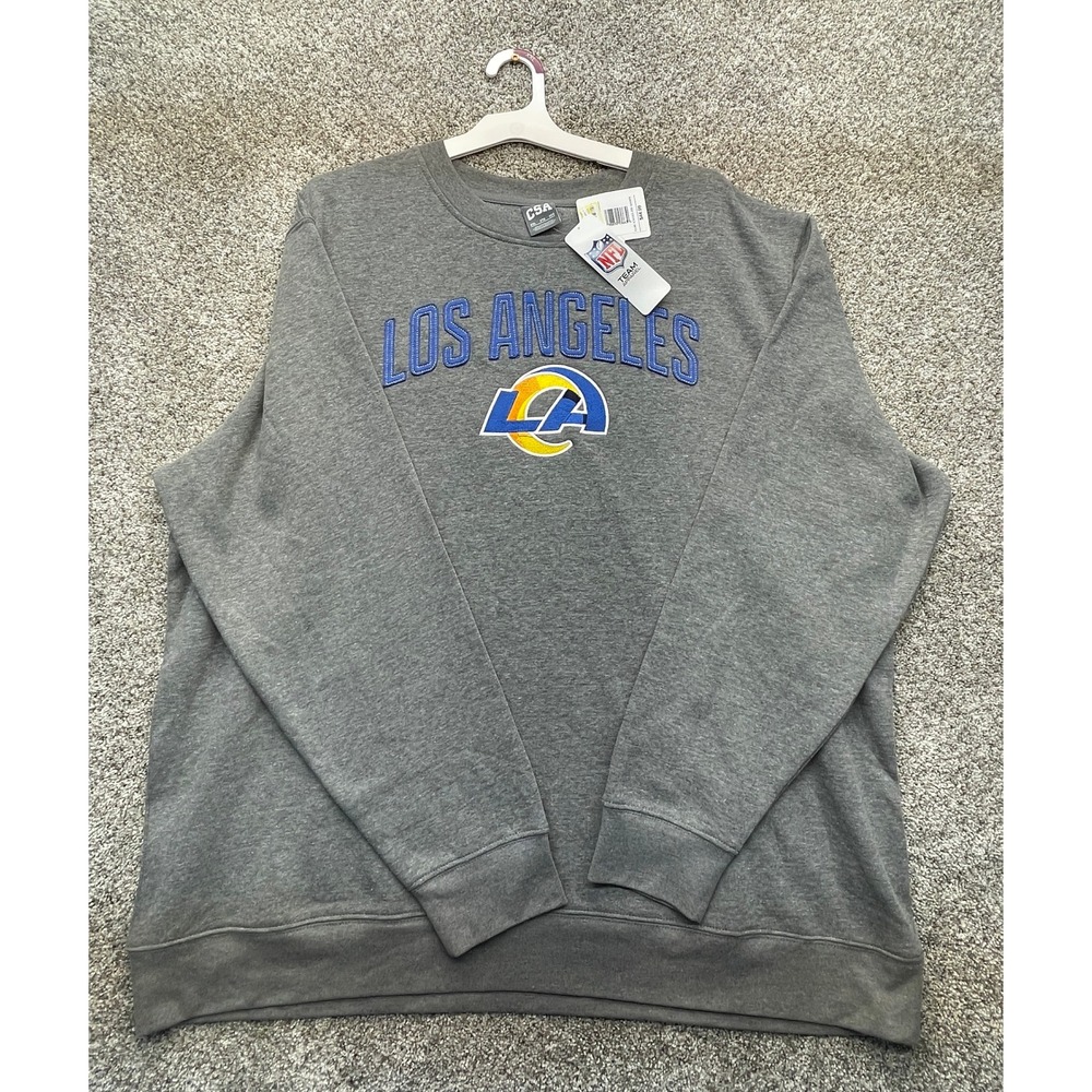NFL CSA Los Angeles Rams Sweatshirt Men 2XL Gray NEW Embroidered Logo
